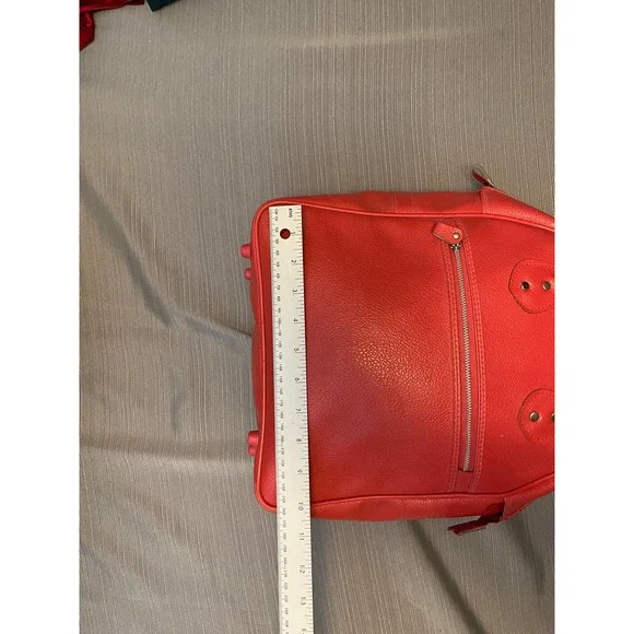 Vintage Womens Travel Bag Coral Outer Pocket Dual Handle Vinyl-Taiwan - Picture 10 of 11